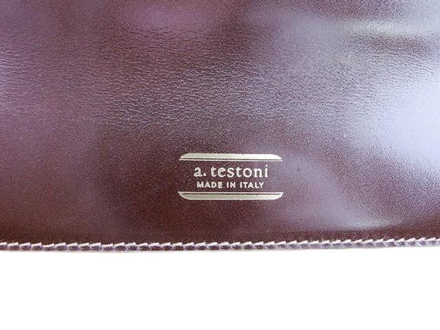 【GWタイムセール】ア・テストーニ a.testoni ハンドバッグtマーク ブラウン ゴールド レディース 中古_8