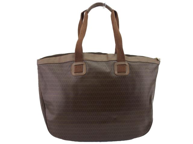 【30％OFF★週末タイムセール】マリオ・ヴァレンティノ MARIO VALENTINO ボストンバッグVマーク ブラウン ゴールド シルバー レディース 中古_1