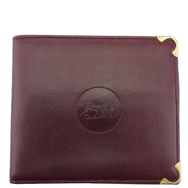 【BIGお買い物ラリー★30%OFFセール中】セリーヌ CELINE 札入れホースキャリッジ 角プレート ボルドー ゴールド レディース 中古