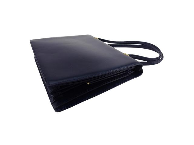 【30％OFF★週末タイムSALE】コンテス COMTESSE ハンドバッグスクエアフォルム ネイビー ゴールド レディース 中古_3