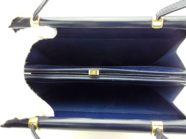 【30％OFF★週末タイムSALE】コンテス COMTESSE ハンドバッグスクエアフォルム ネイビー ゴールド レディース 中古_5