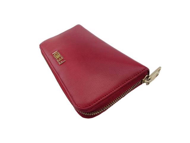 【30％OFF★週末タイムSALE】フェンディ FENDI 長財布ロゴ レッド ゴールド レディース 中古_2
