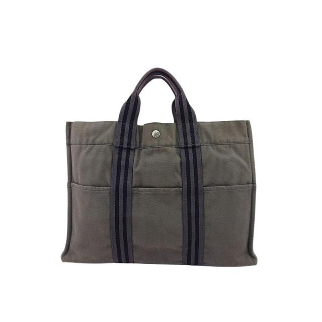 【BIGお買い物ラリー★30%OFFセール中】エルメス HERMES トートバッグフールトゥ トートMM グレー 灰色 ブラック シルバー レディース 中古