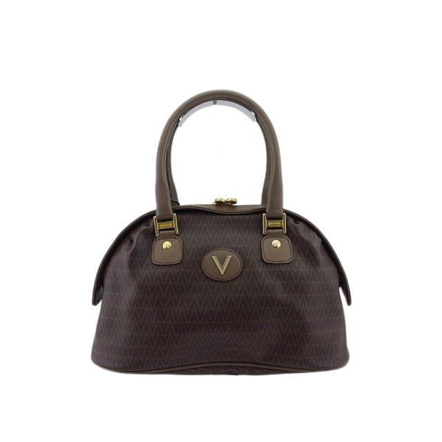【BIGお買い物ラリー★30%OFFセール中】マリオ・ヴァレンティノ MARIO VALENTINO ハンドバッグVマーク ブラウン ゴールド シルバー レディース 中古