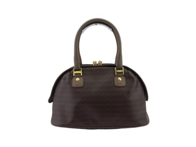 【30％OFF★週末タイムセール】マリオ・ヴァレンティノ MARIO VALENTINO ハンドバッグVマーク ブラウン ゴールド シルバー レディース 中古_1