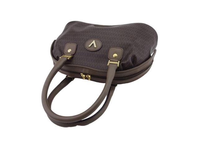 【30％OFF★週末タイムセール】マリオ・ヴァレンティノ MARIO VALENTINO ハンドバッグVマーク ブラウン ゴールド シルバー レディース 中古_5