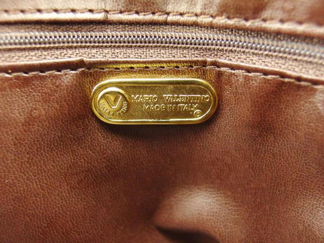 【30％OFF★週末タイムセール】マリオ・ヴァレンティノ MARIO VALENTINO ハンドバッグVマーク ブラウン ゴールド シルバー レディース 中古_8