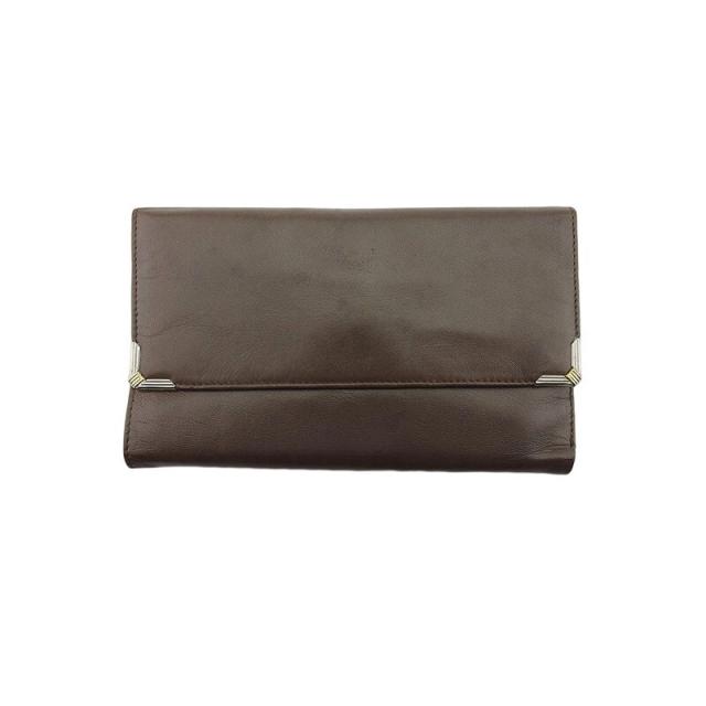 【BIGお買い物ラリー★30%OFFセール中】ディオール Dior 長財布角プレート ブラウン シルバー ゴールド レディース 中古