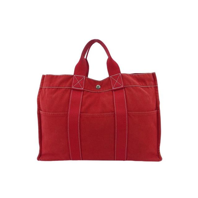【X'masセール★30%OFF】エルメス HERMES トートバッグドーヴィル トートMM レッド シルバー レディース 中古