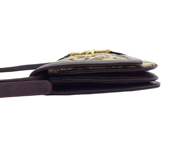 セリーヌ CELINE ショルダーバッグCマカダム オールドセリーヌ ベージュ ブラウン ゴールド レディース 中古_3