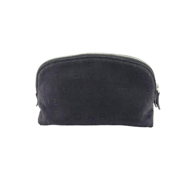 【BIGお買い物ラリー★30%OFFセール中】ブルガリ BVLGARI ポーチロゴマニア ブラック シルバー レディース 中古