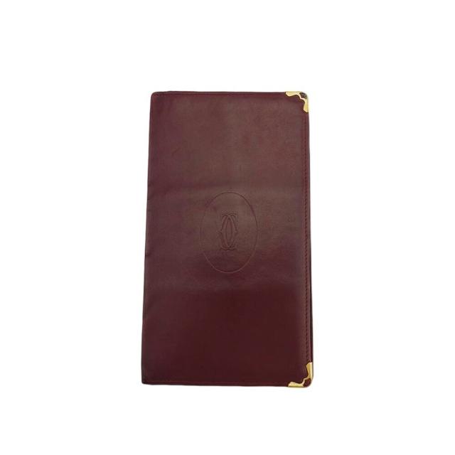 【BIGお買い物ラリー★30%OFFセール中】カルティエ CARTIER 札入れマストライン ボルドー ゴールド レディース 中古