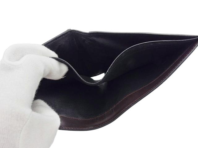 サルヴァトーレフェラガモ Salvatore Ferragamo 二つ折り財布ロゴプレート ブラック シルバー ブラウン レディース 中古_5