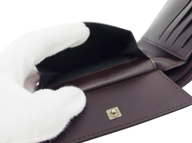 サルヴァトーレフェラガモ Salvatore Ferragamo 二つ折り財布ロゴプレート ブラック シルバー ブラウン レディース 中古_6