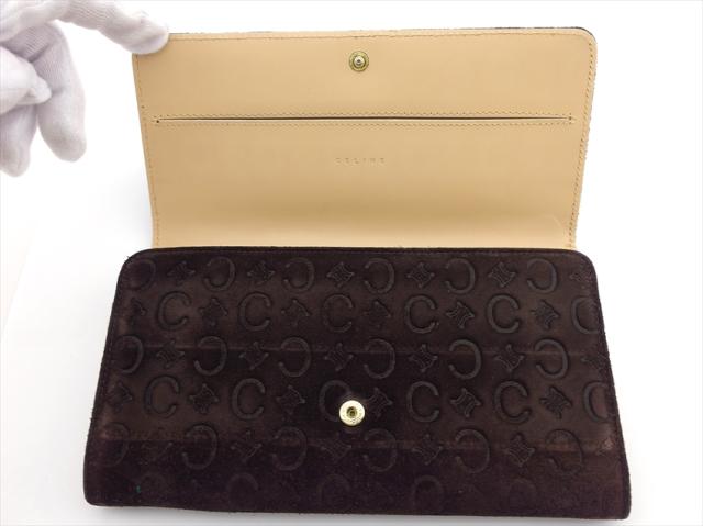 セリーヌ CELINE 二つ折り財布Cブラゾン ブラウンベージュ レディース 中古_4