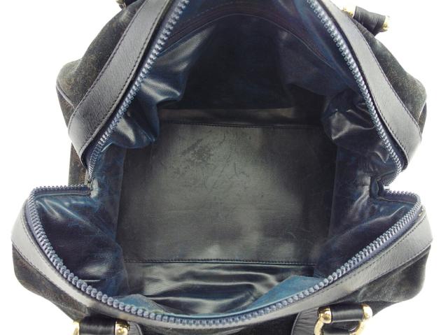 【30％OFF★週末タイムSALE】セリーヌ CELINE ハンドバッグマカダム ネイビー　ブラウン　ゴールド レディース 中古_5
