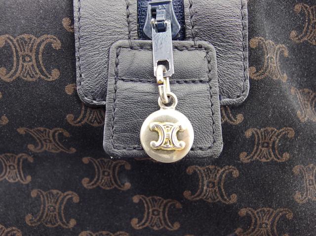 【30％OFF★週末タイムSALE】セリーヌ CELINE ハンドバッグマカダム ネイビー　ブラウン　ゴールド レディース 中古_8