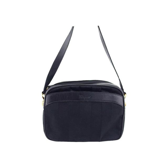 【BIGお買い物ラリー★30%OFFセール中】サルヴァトーレフェラガモ Salvatore Ferragamo ショルダーバッグ ブラック　ゴールド レディース 中古