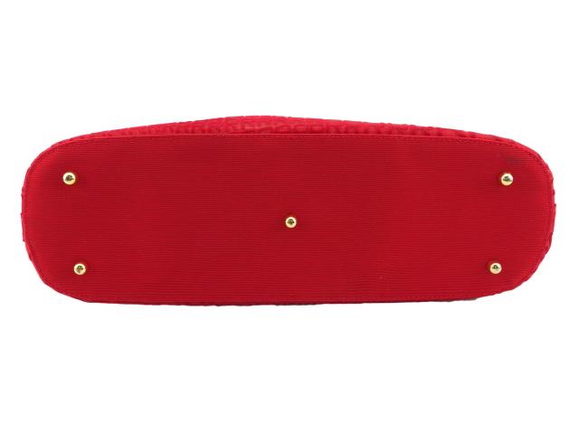【30％OFF★週末タイムSALE】ロベルタ・ディ・カメリーノ Roberta di Camerino ハンドバッグR柄 Rモチーフハンドル レッド ゴールド レディース 中古_4