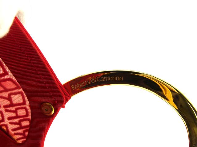 【30％OFF★週末タイムSALE】ロベルタ・ディ・カメリーノ Roberta di Camerino ハンドバッグR柄 Rモチーフハンドル レッド ゴールド レディース 中古_7