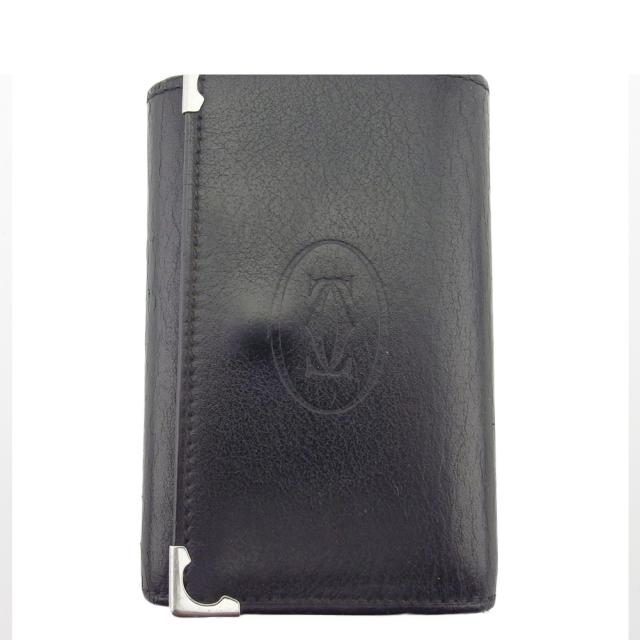 【BIGお買い物ラリー★30%OFFセール中】カルティエ CARTIER キーケースカボション 札入れ付き ブラック シルバー ボルドー レディース 中古