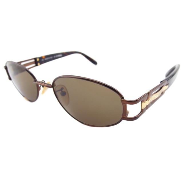 【BIGお買い物ラリー★30%OFFセール中】フェンディ FENDI サングラスオーバル フルリム サイドロゴ入り ブラウン ゴールド レディース 中古