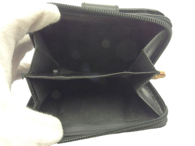 グッチ GUCCI 二つ折り財布バンブーチャーム ブラック ベージュ シルバー レディース 中古_7