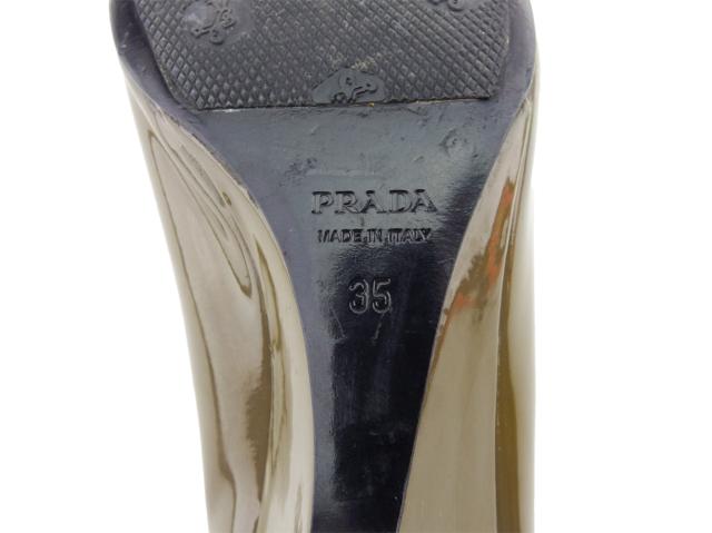 プラダ PRADA パンプスリボン ♯35 ウェッジソール グリーン ブラウン レディース 中古_6