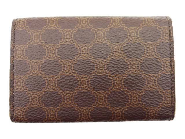 【30％OFF★週末タイムSALE】セリーヌ CELINE キーケースマカダム ブラウン ベージュ ゴールド レディース 中古_1