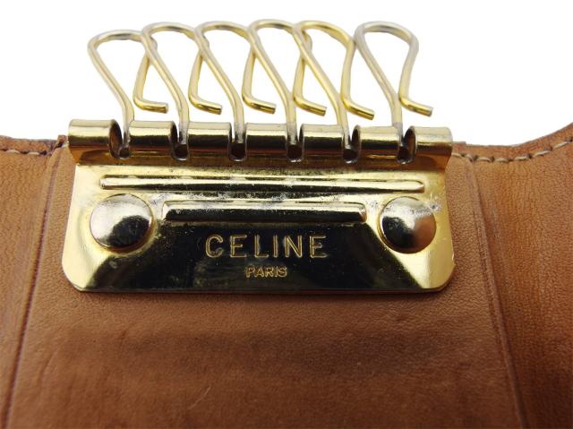 【30％OFF★週末タイムSALE】セリーヌ CELINE キーケースマカダム ブラウン ベージュ ゴールド レディース 中古_8