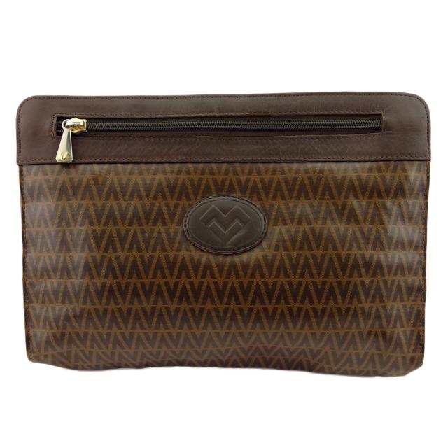 【BIGお買い物ラリー★30%OFFセール中】マリオ・ヴァレンティノ MARIO VALENTINO クラッチバッグMVマーク ブラウン ゴールド レディース 中古