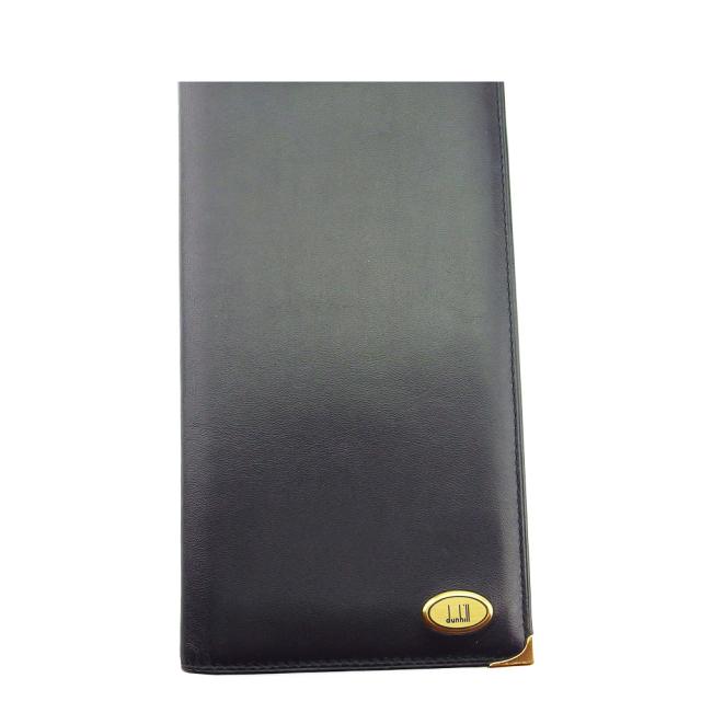 【BIGお買い物ラリー★30%OFFセール中】ダンヒル Dunhill 札入れオックスフォード ロゴプレート 角プレート ブラック ゴールド レディース 中古