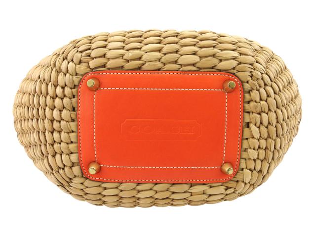 コーチ COACH トートバッグターンロック レザータグ付き ベージュ オレンジ ゴールド レディース 中古_4