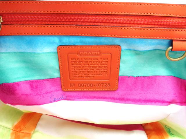 コーチ COACH トートバッグターンロック レザータグ付き ベージュ オレンジ ゴールド レディース 中古_7