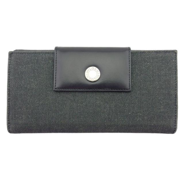 【BIGお買い物ラリー★30%OFFセール中】ブルガリ BVLGARI 長財布ロゴマニア グレー 灰色 ブラック シルバー レディース 中古