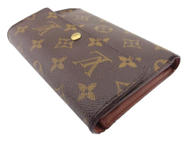 【30％OFF★週末タイムSALE】ルイ・ヴィトン LOUIS VUITTON 三つ折り財布モノグラム ポルトトレゾールエテュイパピエ ブラウン ベージュ ゴールド レディース 中古