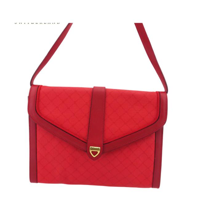 【X'masセール★30%OFF】バリー BALLY ショルダーバッグB柄 2WAY バッグ レッド ゴールド レディース 中古