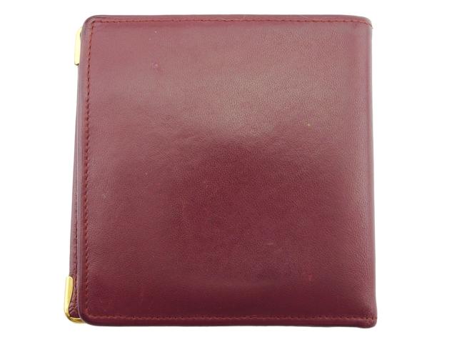 カルティエ CARTIER 二つ折り財布マストライン ボルドー ゴールド レディース 中古_1