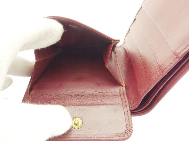 カルティエ CARTIER 二つ折り財布マストライン ボルドー ゴールド レディース 中古_7