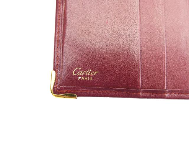 カルティエ CARTIER 二つ折り財布マストライン ボルドー ゴールド レディース 中古_9
