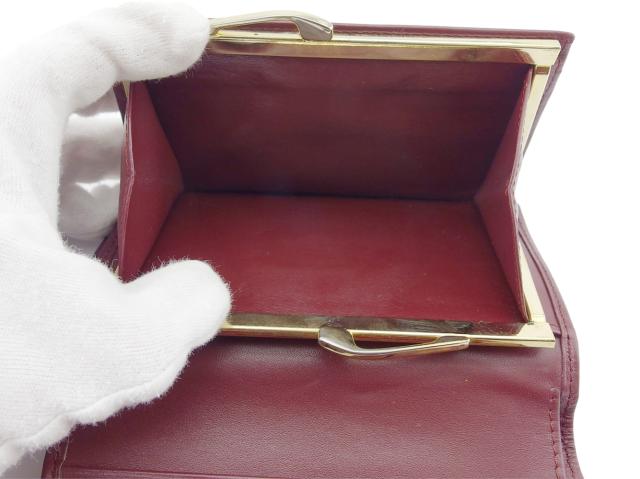 【GWタイムセール】カルティエ CARTIER 三つ折り財布マストライン ボルドー ゴールド レディース 中古_6