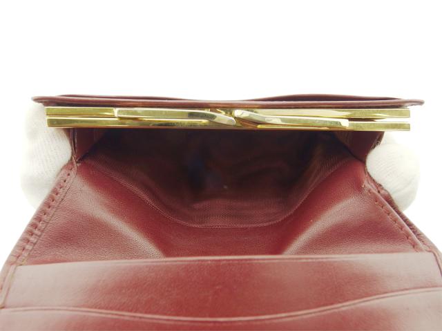 【GWタイムセール】カルティエ CARTIER 三つ折り財布マストライン ボルドー ゴールド レディース 中古_7