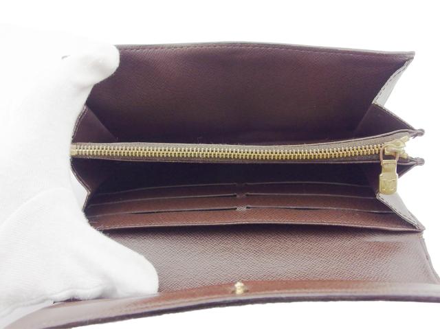 【30％OFF★週末タイムSALE】ルイ・ヴィトン LOUIS VUITTON 長財布ダミエ ポルトフォイユサラ ブラウン ベージュ ゴールド レディース 中古