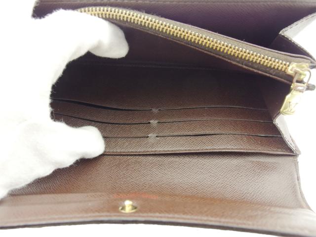 【30％OFF★週末タイムSALE】ルイ・ヴィトン LOUIS VUITTON 長財布ダミエ ポルトフォイユサラ ブラウン ベージュ ゴールド レディース 中古