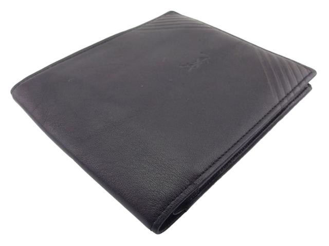 【30％OFF★週末タイムSALE】サンローラン SAINT LAURENT 二つ折り財布YSLロゴ ブラック レディース 中古