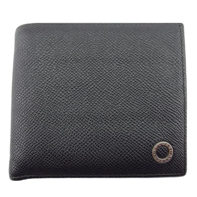 【BIGお買い物ラリー★30%OFFセール中】ブルガリ BVLGARI 二つ折り財布ブルガリブルガリマン ブラック シルバー レディース 中古