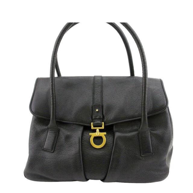 【BIGお買い物ラリー★30%OFFセール中】サルヴァトーレフェラガモ Salvatore Ferragamo トートバッグガンチーニ ブラック ゴールド レディース 中古