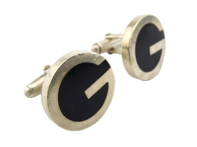 【30％OFF★週末タイムSALE】グッチ GUCCI カフスGマーク スウィヴル式 シルバー ブラック レディース 中古_2