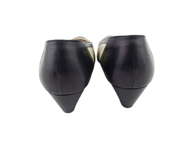 【ウィンターSALE★30%OFF】サルヴァトーレフェラガモ Salvatore Ferragamo パンプスパンチングレザー ♯5C バイカラー ベージュ ブラック レディース 中古
