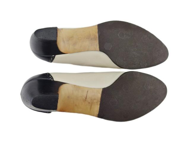 【ウィンターSALE★30%OFF】サルヴァトーレフェラガモ Salvatore Ferragamo パンプスパンチングレザー ♯5C バイカラー ベージュ ブラック レディース 中古